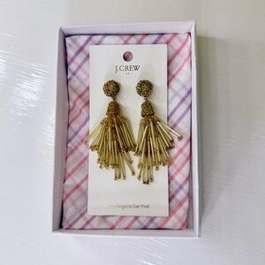 J. Crew Gold Statement Tassel Earrings